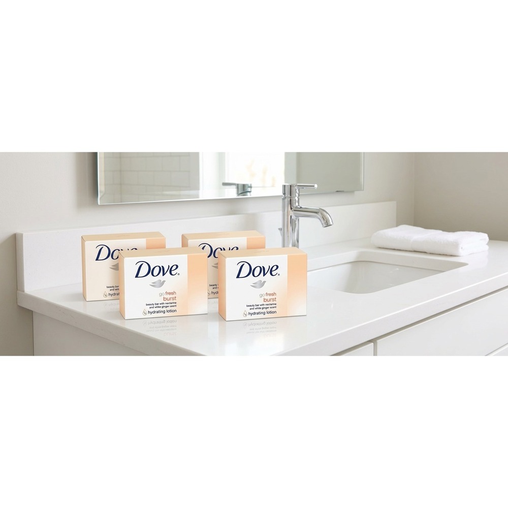 RARE Dove Go Fresh Burst Beauty Bar Nectarine and White Ginger 4 Pack Bundle